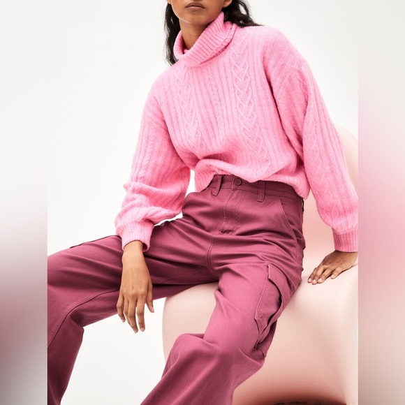 H&M 90S Baggy Women's High Waist Jeans Dusty Rose Size 4 - Picture 11 of 11